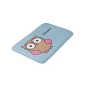 Owl Pink und Tan Personalisiert Badematte (Schrägansicht)