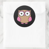 Owl Pink und Tan Runder Aufkleber (Tasche)
