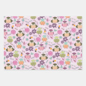 Owl Pink Wrackpapier Geschenkpapier Set (Vorderseite)