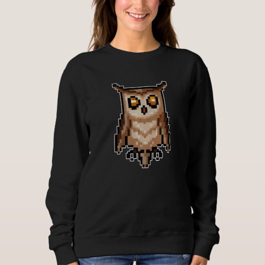 Owl Pixel Retro Gaming Style Sweatshirt (Vorderseite)