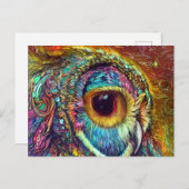 Owl Portrait Fraktal Postkarte (Vorne/Hinten)