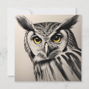 Owl-Portrait- Holzkohleskizze Einladung