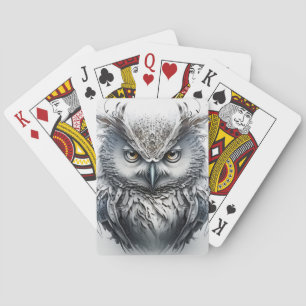 Owl Portrait Tiermalerei Natur im Freien Kunst, Di Spielkarten