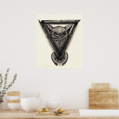 Owl Portrait, Tinte und Bleistiftzeichnung Poster (Küche)