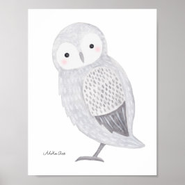 Owl Poster Snow Owl Illustration Owl Kinderzimmer 