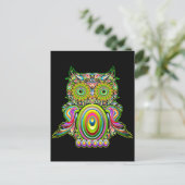 Owl Psychedelic Popart Postcard Postkarte (Stehend Vorderseite)