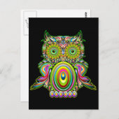 Owl Psychedelic Popart Postcard Postkarte (Vorne/Hinten)