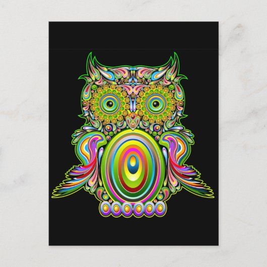 Owl Psychedelic Popart Postcard Postkarte (Vorderseite)