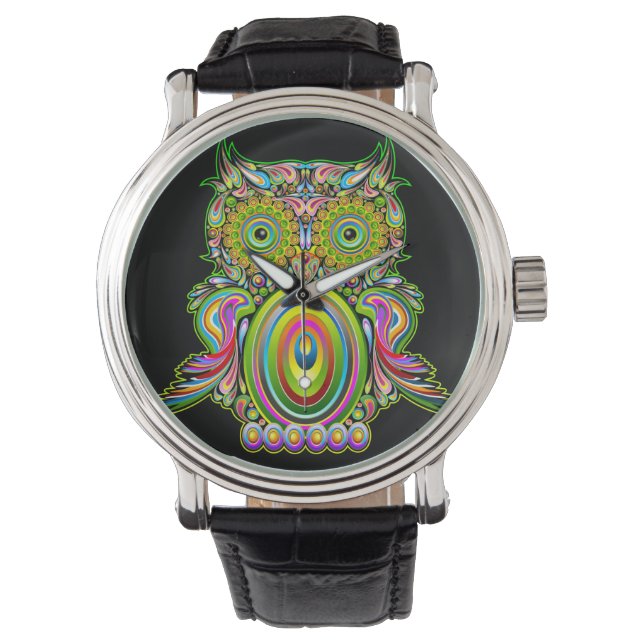 Owl Psychedelic Popart Tapestart Magnet Flasche Öf Armbanduhr (Vorderseite)