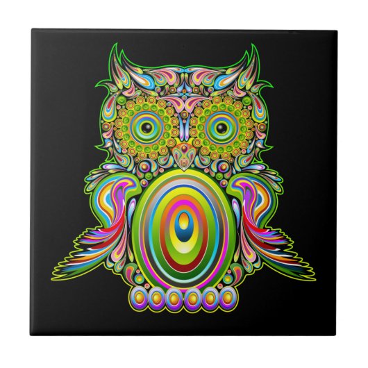 Owl Psychedelic Popart Tapestart Magnet Flasche Öf Fliese (Vorderseite)