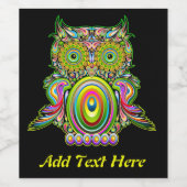 Owl Psychedelic Popart Tapestart Magnet Flasche Öf Weinetikett (Einzelnes Label)