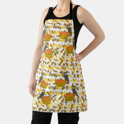 Owl & Pumpkin Harvest" Apron Wird Allover Print Schürze (InSitu)