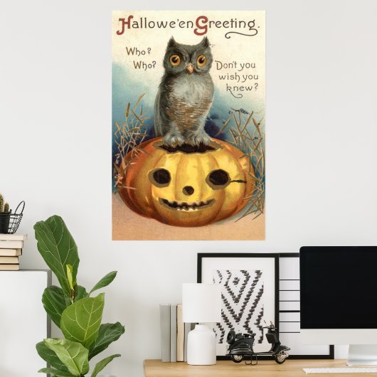 Owl Pumpkin Kürbislaterne Poster (Heimbüro)