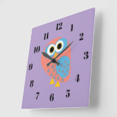 Owl, purple quadratische wanduhr (Winkel)