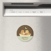 Owl & Pussycat Storybook Wedding (blau und braun) Magnet (In Situ (Geschirrspüler))