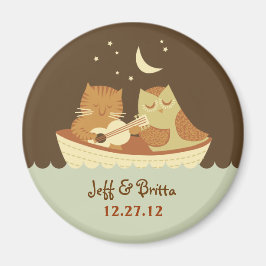 Owl & Pussycat Storybook Wedding (blau und braun) Magnet