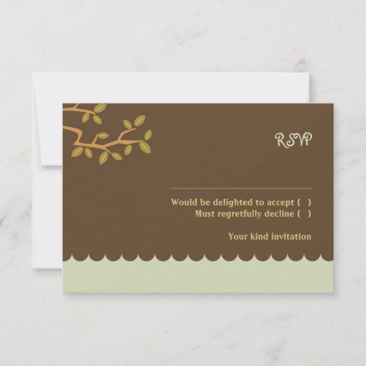 Owl & Pussycat Storybook Wedding (blau und braun) RSVP Karte (Vorderseite)