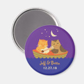 Owl & Pussycat Storybook Wedding (Lila und blau) Magnet (Vorderseite/Rückseite)