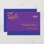 Owl & Pussycat Storybook Wedding (Lila und blau) RSVP Karte (Vorne/Hinten)