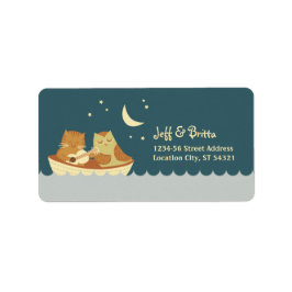 Owl & Pussycat Storybook Wedding (Sea Blue) Adressaufkleber