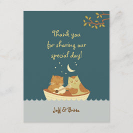 Owl & Pussycat Storybook Wedding (Sea Blue) Dankeskarte