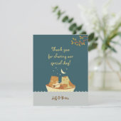 Owl & Pussycat Storybook Wedding (Sea Blue) Dankeskarte (Stehend Vorderseite)
