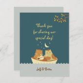 Owl & Pussycat Storybook Wedding (Sea Blue) Dankeskarte (Vorne/Hinten)