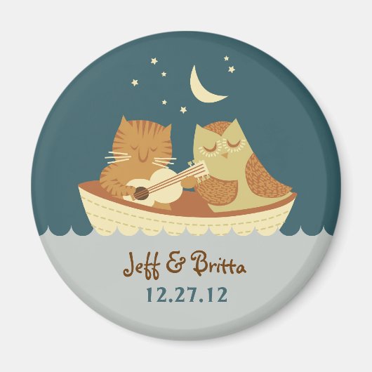 Owl & Pussycat Storybook Wedding (Sea Blue) Magnet (Vorne)
