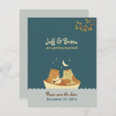 Owl & Pussycat Storybook Wedding (Sea Blue) Save The Date (Vorne/Hinten)