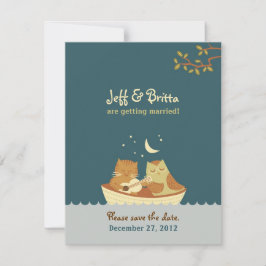 Owl & Pussycat Storybook Wedding (Sea Blue) Save The Date