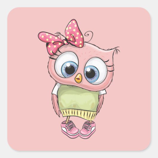 Owl Quadratischer Aufkleber (Vorderseite)