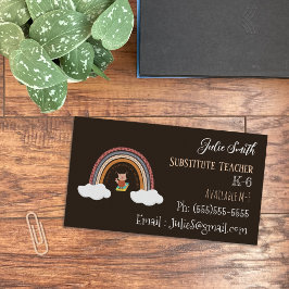 Owl Rainbow Sub Teacher Standard Business Card Visitenkarte