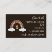 Owl Rainbow Sub Teacher Standard Business Card Visitenkarte (Vorderseite)