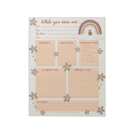 Owl Rainbow Substitution Report Notepad Notizblock (Rotiert)