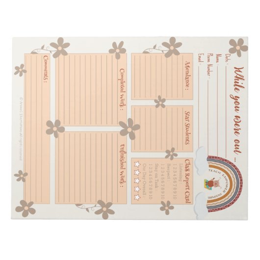 Owl Rainbow Substitution Report Notepad Notizblock (Vorderseite)