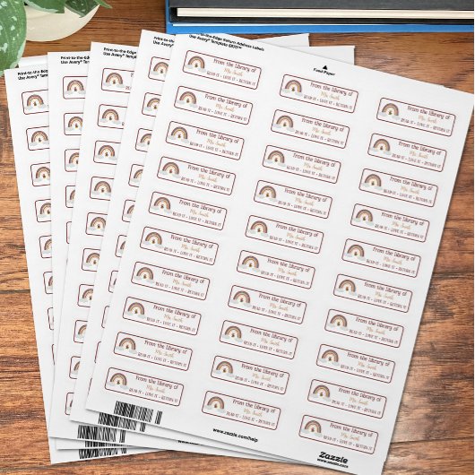 Owl Rainbow Teacher Class Library Budget Label