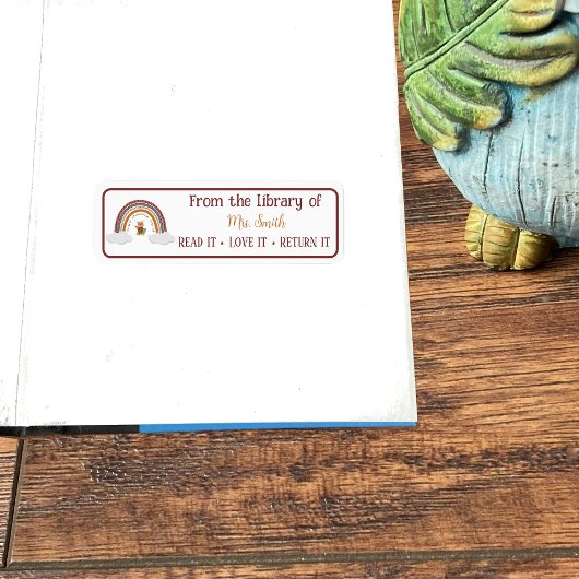 Owl Rainbow Teacher Class Library Budget Label