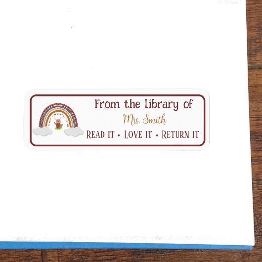 Owl Rainbow Teacher Class Library Budget Label