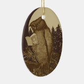 Owl Reading a book of Moonlight Keramik Ornament (Rechts)