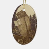 Owl Reading a book of Moonlight Keramik Ornament (Links)