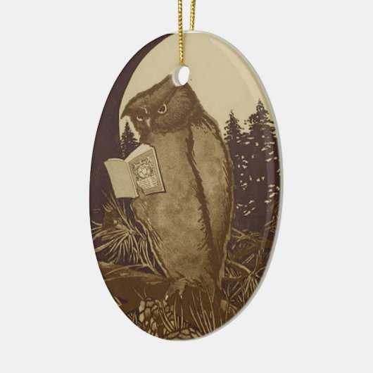 Owl Reading a book of Moonlight Keramik Ornament (Links)