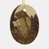Owl Reading a book of Moonlight Keramik Ornament (Hinten)