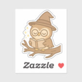 Owl Reading a Zauberbuch Aufkleber (Blatt)