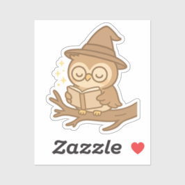 Owl Reading a Zauberbuch Aufkleber