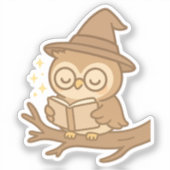 Owl Reading a Zauberbuch Aufkleber (Vorderseite)
