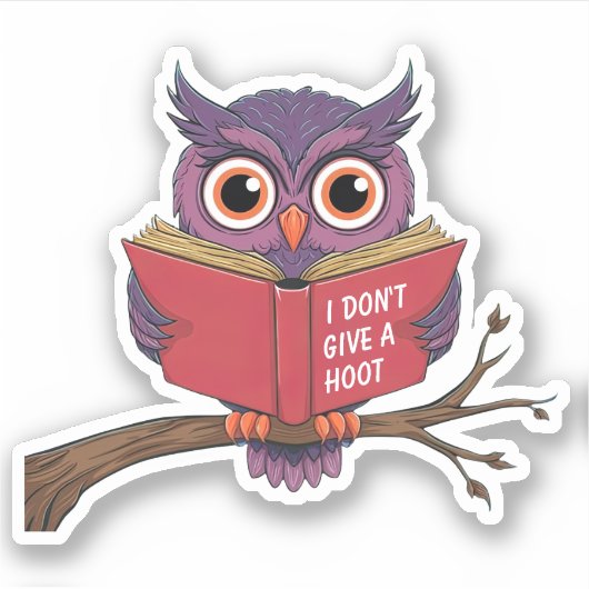 Owl Reading Aufkleber (Vorderseite)