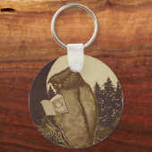 Owl Reading by Moonlight Schlüsselanhänger (Vorderseite)