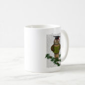 Owl Reading on Branch Kaffeetasse (VorderseiteRechts)