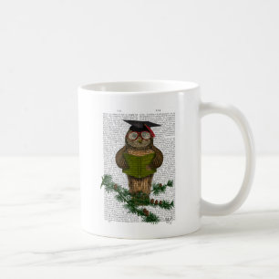 Owl Reading on Branch Kaffeetasse