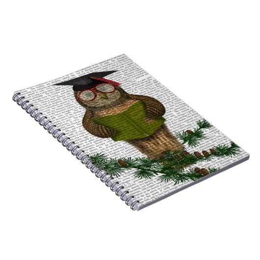 Owl Reading on Branch Notizblock (Rechte Seite)